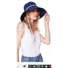 STEVE MADDEN Canvas Wide-Brim Bucket Hat With Rope Detail Blue