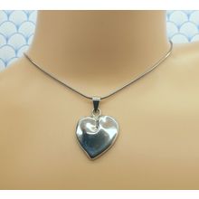 Vintage Mexican 925 Solid Sterling Silver Chunky Heart Pendant Necklace
