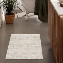 2 X 3 Ivory Distressed Ikat Pattern Scatter Rug