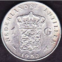 1952 Netherlands Antilles 1 Gulden Silver Coin