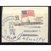 Used 2116 22c U.S. Flag Sparland, IL. E0414
