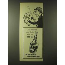 1960 Vat 69 Scotch Ad - everyone has a double when it's Vat 69