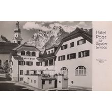 Hotel Post Mit Zugspitze Lermoos Tirol Austria Old Postcard