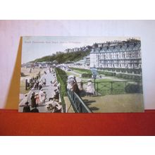 BEACH PROMENADE FROM BEACH SHELTER, FOLKESTONE,KENT. unused antique postcard =