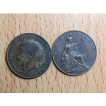 GB 1917 George V Farthing Coin