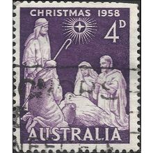 AUSTRALIA, CHRISTMAS, Shepherds adore, violet 1958, 4d, #5