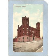 Rhode Island Pawtucket Postcard The Armory Street Scene Intersection~1091