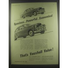 1954 Vauxhall Velox and Wyvern Cars Ad - Spacious.. Powerful.. Economical