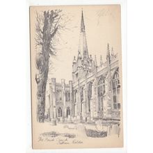 The Parish Church Saffron Walden Sketch Art Postcard Essex