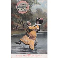 Language Of Vegetables Beans Drowning Rescue Comic Old Postcard