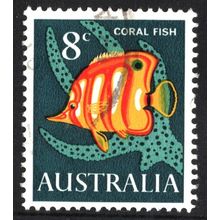 AUSTRALIA 1966: MARINE LIFE DEFINITIVES - 8c CORAL FISH USED (G2)