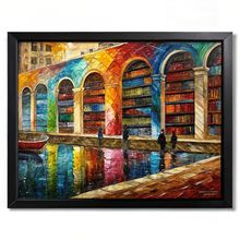 Library Of Books View Wall Art Oil Style Print Landscape Print Wall Home Picture