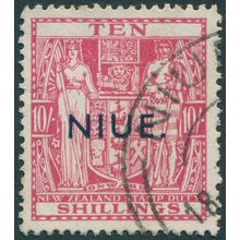 Niue 1945 10s carmine-lake Postal Fiscal SG85 used