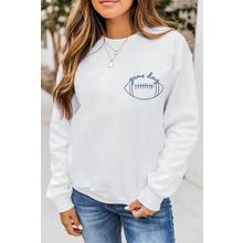 White game day Rugby Embroidered Casual Sweatshirt