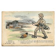 Postcard WW1 Sketches of Tommy's Life British Army At the Base 4 jackknife