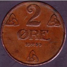 1950 Norway 2 Ore Coin