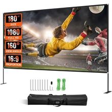 Movie Screen with Stand 180inch Portable Projector Screen 16:9 4K HD Wide An...