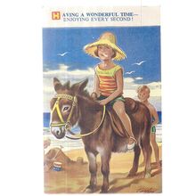 KIDDY SEASIDE POSTCARD unused BAMFORTH & CO. no 2022 black triangle donkey #