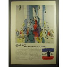 1950 French Line Cruise Ad - art by Jean Pages Ad - Your Gayest Entre