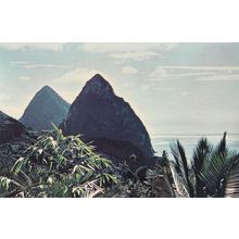 St Lucia Gros & Petit Pitons Twin Mountains Postcard
