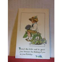 'BIRTHDAY CHILDREN' series unused antique postcard by Raphael Tuck =