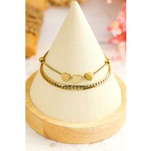 Gold Triple Heart Double Layer Adjustable Chain Bracelet