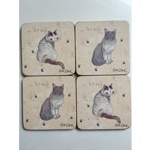 ALEX CLARK CAT MIAOW COASTERS (SET OF 4)