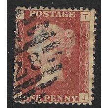 GB 1858 QUEEN VICTORIA 1d RED PLATE 143 USED SG43 / 44 " TJ "