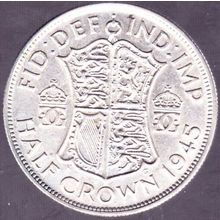 1945 Great Britain 1 Half Crown (2 & Half Shillings) Silver Coin