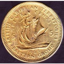 1965 East Caribbean States (British Caribbean Territories) 5 Cents Coin