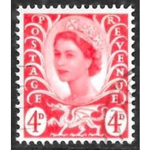 1958-69 Wales Definitive - SG W10 4d red QEII C5