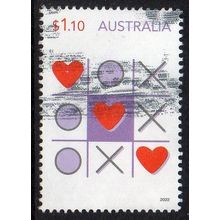 Australia 2022 Times to Cherish - Noughts, Crosses & Hearts $1.10 Sheet Used