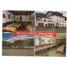 RHEIN-HOTEL, LORELEY, KAMP-BORNHOFEN, multiview unused vintage postcard =