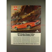 1973 Dodge Charger Rallye Car Ad - For Hard Driving Man