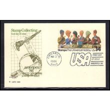 FDC UX110 14c Stamp Collecting AMERIPEX '86 (Cachet-U/A) Box0349