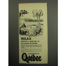 1957 Quebec Canada Ad - Relax and have a good time in La Province de Quebec