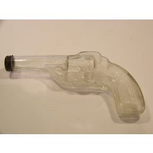 AVOR CLEAR GLASS GUN W/ METAL LID 3 1/4 OZ. CANDY HOLDER MAN CAVE