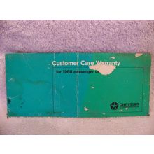 CUSTOMER CARE WARRANTY FOR 1968 PASSENGER CARS CHRYSLER CORP ROAD RUNNER GTX RT