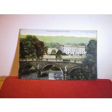 CHATSWORTH HOUSE AND BRIDGE, DERBYSHIRE unused antique postcard Scott Russell =