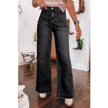 Black Wide Leg Pocketed High Waist Jeans