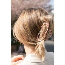Strawberry Pink Flower Print Cut Out Cloud Shape Hair Claw Clip