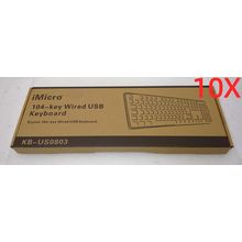LOT OF 10 iMicro KB-US0803 104-Key Wired USB English Keyboard (Black)