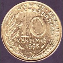 1993 France 10 Centimes Coin