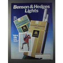1980 Benson & Hedges Lights Cigarettes Ad - I Like Style