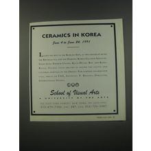 1991 School of Visual Arts Ad - Ceramics in Korea