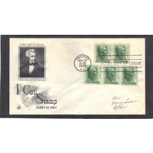 FDC Art Craft 1225 1c Andrew Jackson Strip/2 & 3 (Cachet-Penciled/A) CV41995