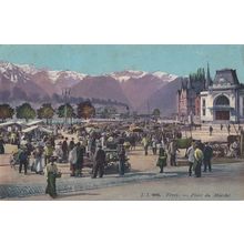 Vavey Market Place De Marche Antique Switzerland Postcard