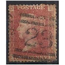 1858 SG43 1d Red Plate 162 Good Used Check Letters "FD".