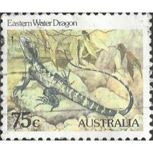 AUSTRALIA, REPTILE, Eastern Water Dragon, yellow 1982, 75c, #3