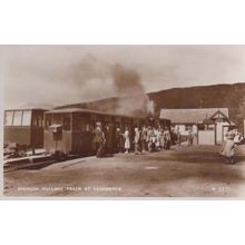 Passengers Boarding Llanberis Snowdon Welsh Railway Station Real Photo Postcard